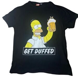 The Simpsons Get Duffed T-Shirt Mens Size L Black Homer Duff Beer Novelty